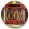 Designart - Red Facade of Charming Shop In Paris I - French Country Metal Circle Wall Art